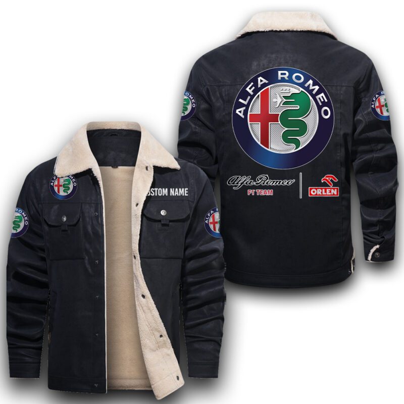 F1 Alfa Romeo Sherpa Lined Leather Jacket