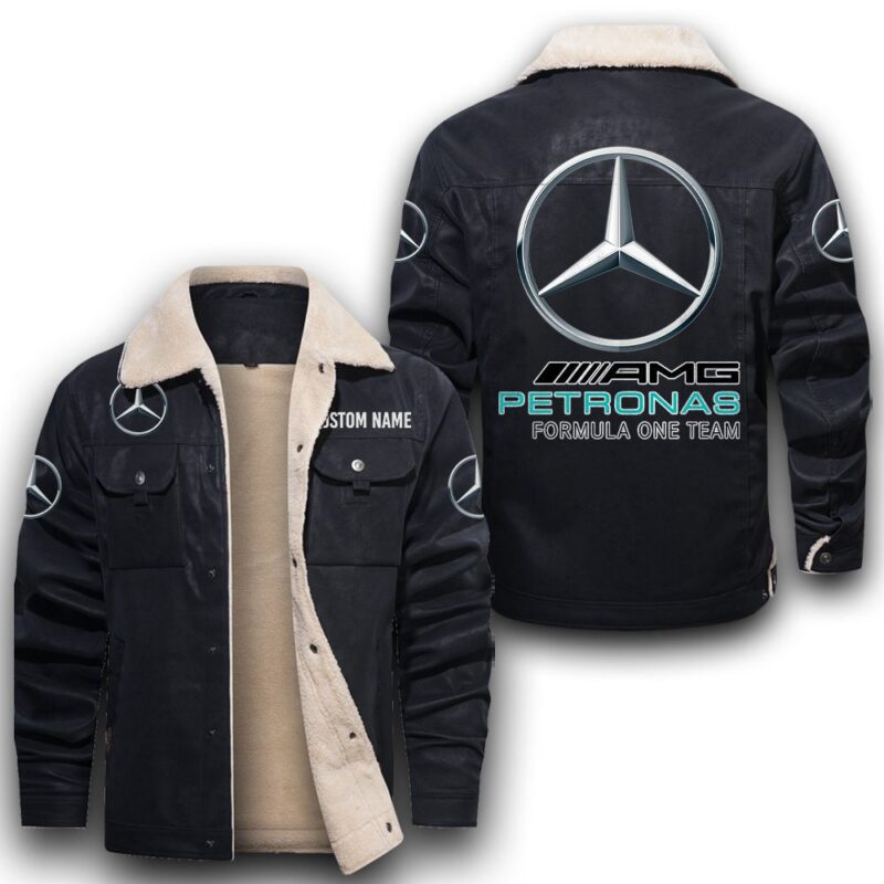 F1 Mercedes Sherpa Lined Leather Jacket