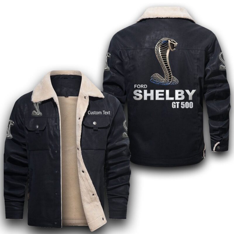 Ford-Shelby-Gt500-1 Sherpa Lined Leather Jacket Black And Brown