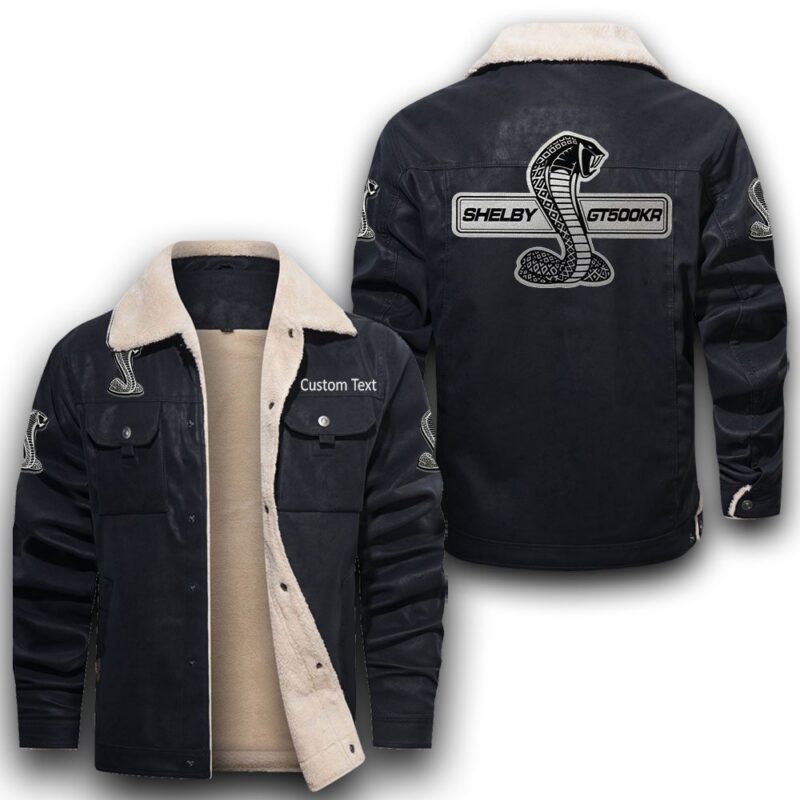 Ford-Shelby-Gt500-4 Sherpa Lined Leather Jacket Black And Brown