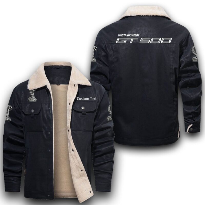 Ford-Shelby-Gt500-5 Sherpa Lined Leather Jacket Black And Brown