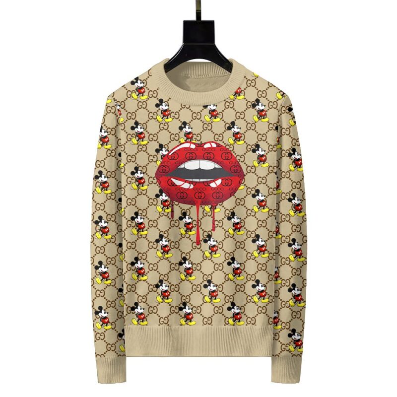 Gucci Red Lips Luxury Ugly Sweater For Winter LZU1053