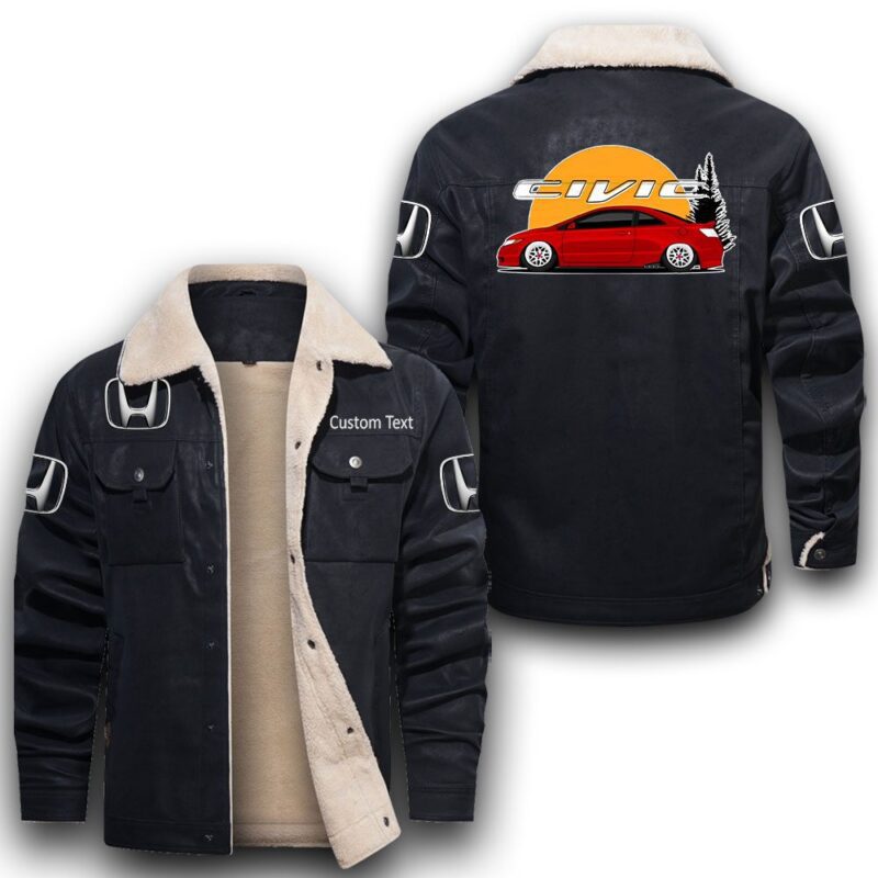 Honda Civic Sherpa Lined Leather Jacket Black And Brown