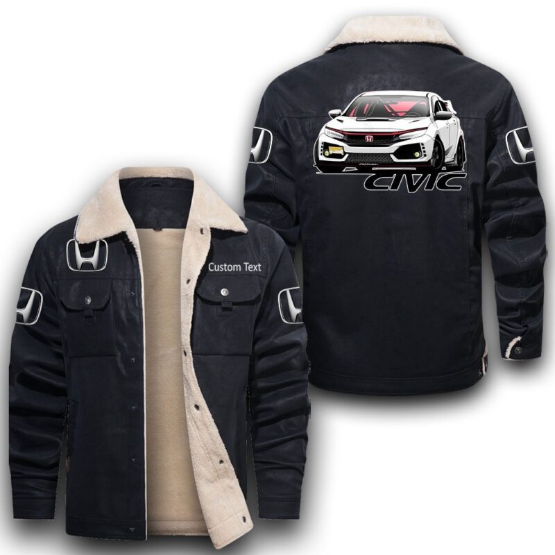 Honda Civic Sherpa Lined Leather Jacket Black And Brown