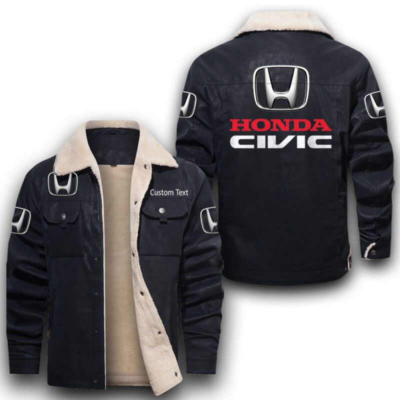 Honda Civic Sherpa Lined Leather Jacket Black And Brown