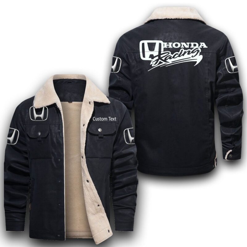 Honda Racing Sherpa Lined Leather Jacket Black And Brown