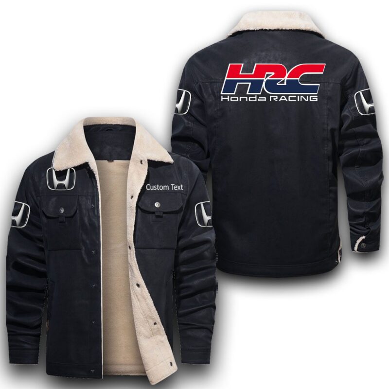 Honda Racing Sherpa Lined Leather Jacket Black And Brown