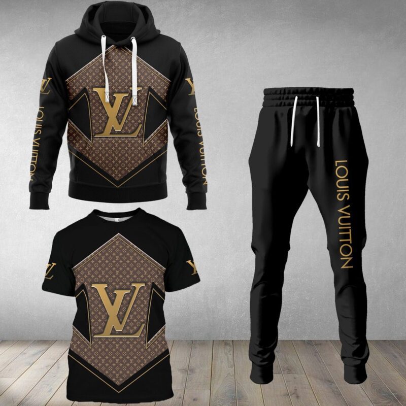 LV Luxury Brand Combo T-Shirt Hoodie Long Pants Set Trending 2023-24 Outfit Sport LCS1039