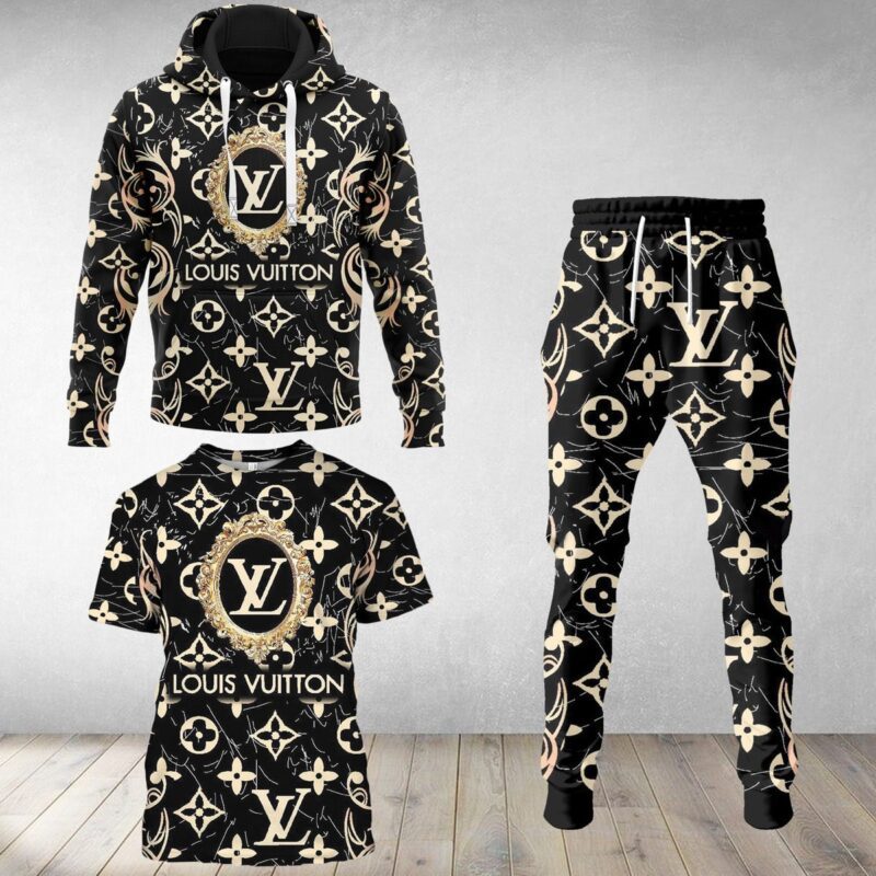 LV Luxury Brand Combo T-Shirt Hoodie Long Pants Set Trending 2023-24 Outfit Sport LCS1041