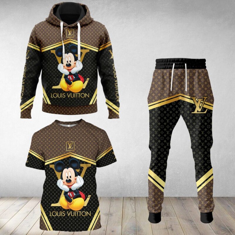 LV Luxury Brand Combo T-Shirt Hoodie Long Pants Set Trending 2023-24 Outfit Sport LCS1042