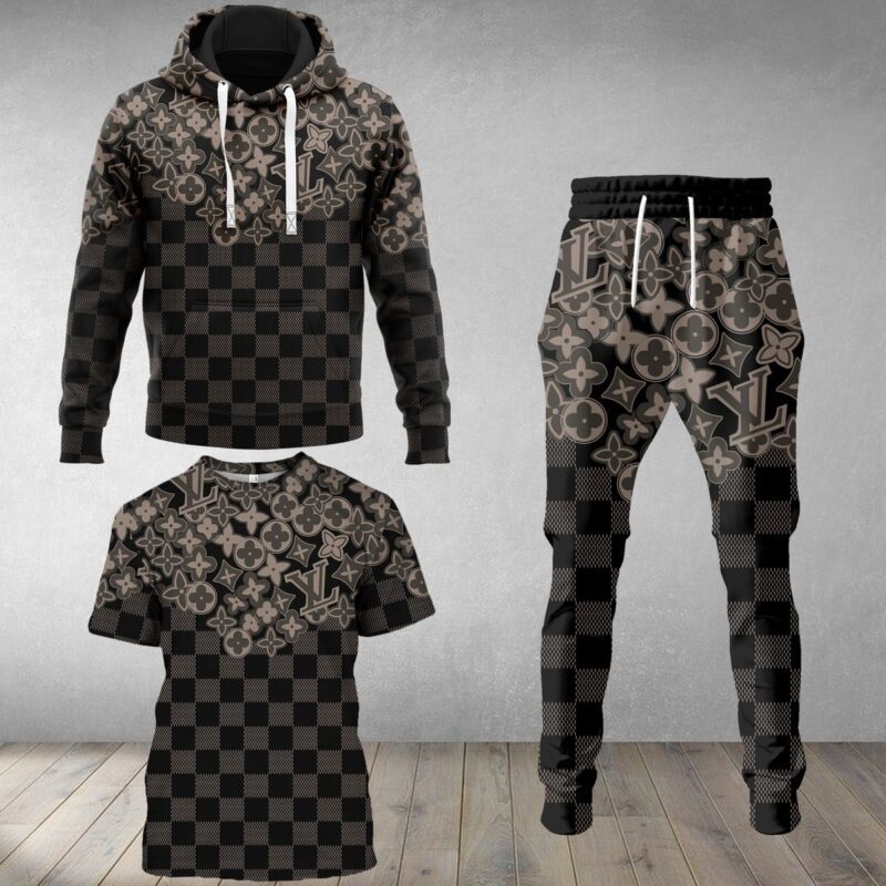 LV Luxury Brand Combo T-Shirt Hoodie Long Pants Set Trending 2023-24 Outfit Sport LCS1045