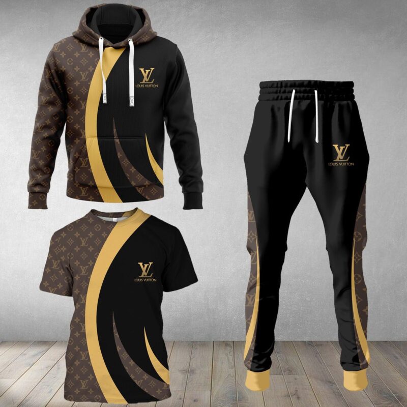 LV Luxury Brand Combo T-Shirt Hoodie Long Pants Set Trending 2023-24 Outfit Sport LCS1046