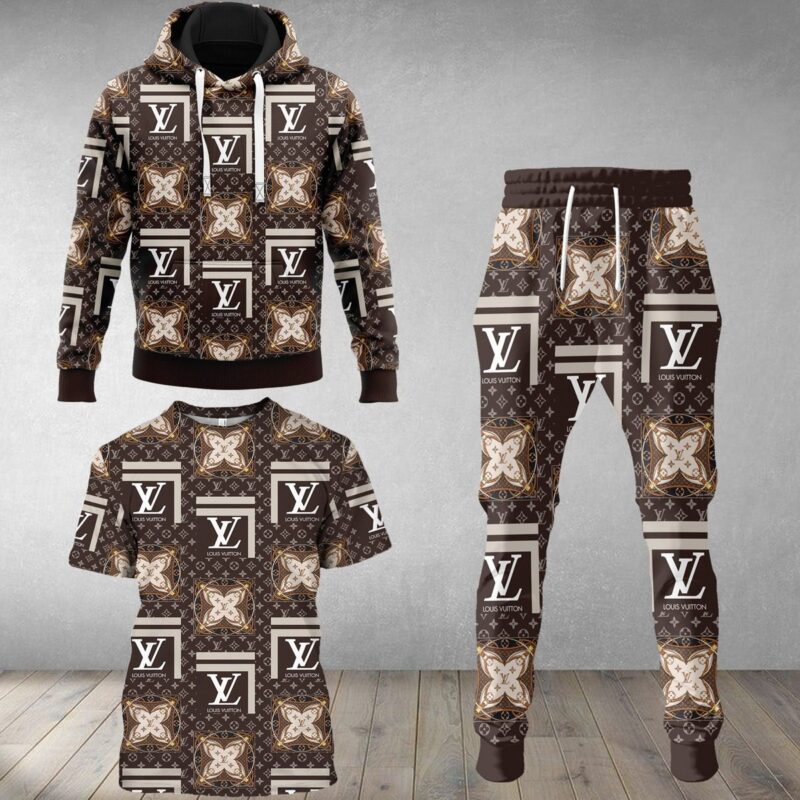 LV Luxury Brand Combo T-Shirt Hoodie Long Pants Set Trending 2023-24 Outfit Sport LCS1048