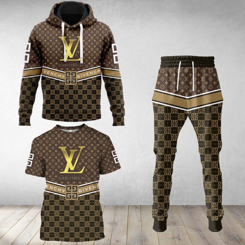 LV Luxury Brand Combo T-Shirt Hoodie Long Pants Set Trending 2023-24 Outfit Sport LCS1050