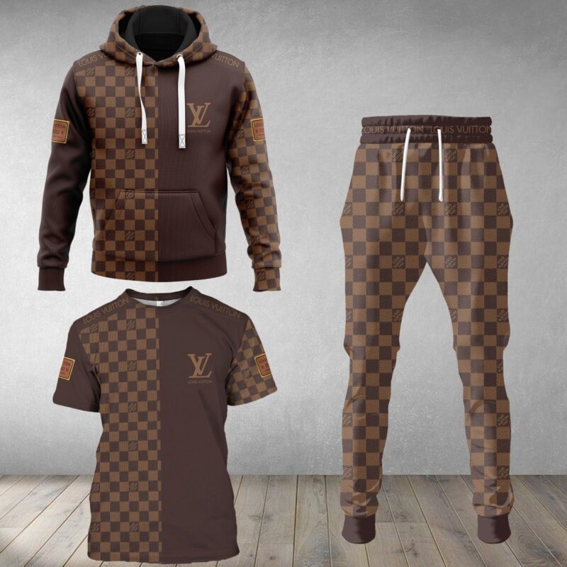 LV Luxury Brand Combo T-Shirt Hoodie Long Pants Set Trending 2023-24 Outfit Sport LCS1051