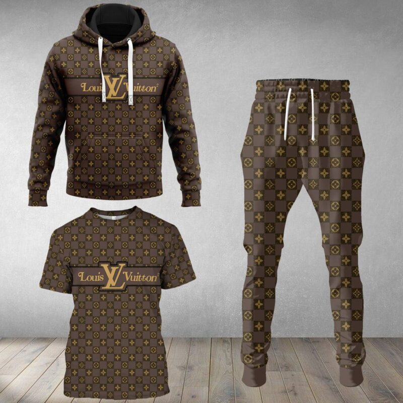 LV Luxury Brand Combo T-Shirt Hoodie Long Pants Set Trending 2023-24 Outfit Sport LCS1054