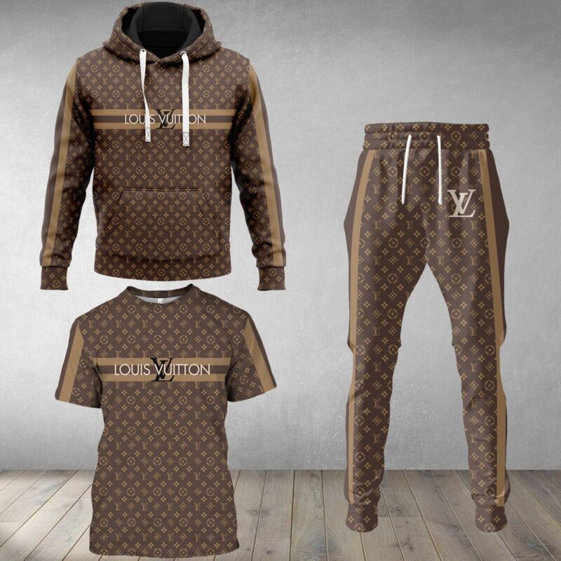 LV Luxury Brand Combo T-Shirt Hoodie Long Pants Set Trending 2023-24 Outfit Sport LCS1055