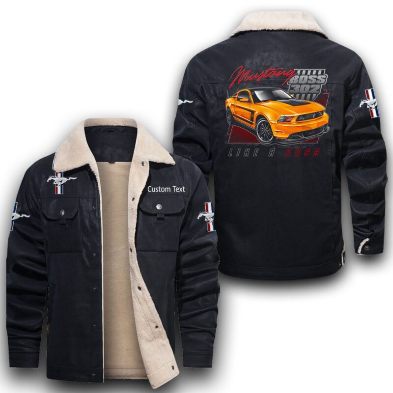 Mustang-Boss-302 Sherpa Lined Leather Jacket Black And Brown