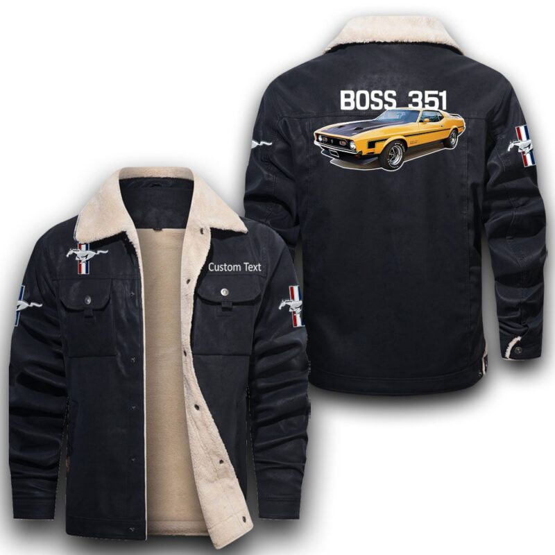 Mustang-Boss-351 Sherpa Lined Leather Jacket Black And Brown