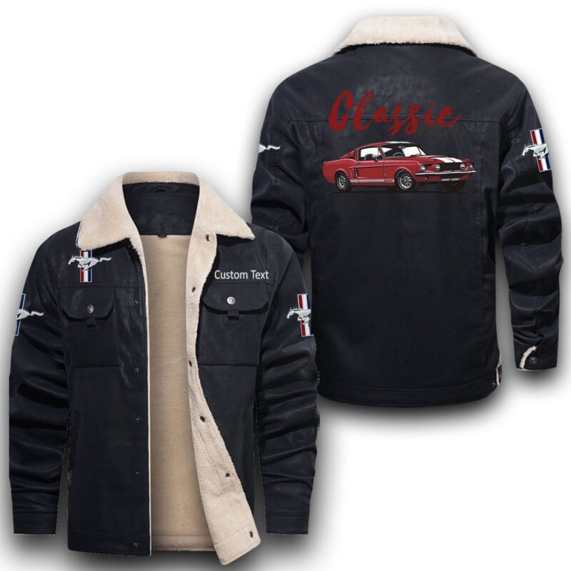 Mustang-Gt500 Sherpa Lined Leather Jacket Black And Brown