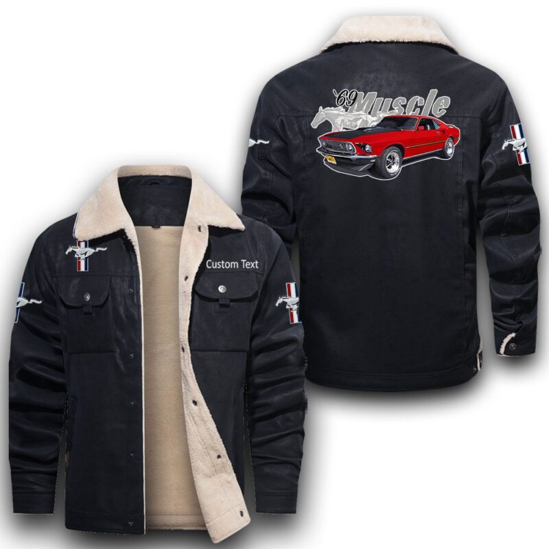 Mustang-Mach1-1969 Sherpa Lined Leather Jacket Black And Brown