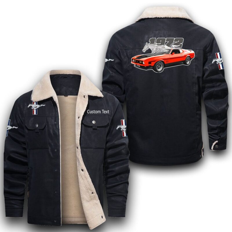 Mustang-Mach1-1972 Sherpa Lined Leather Jacket Black And Brown