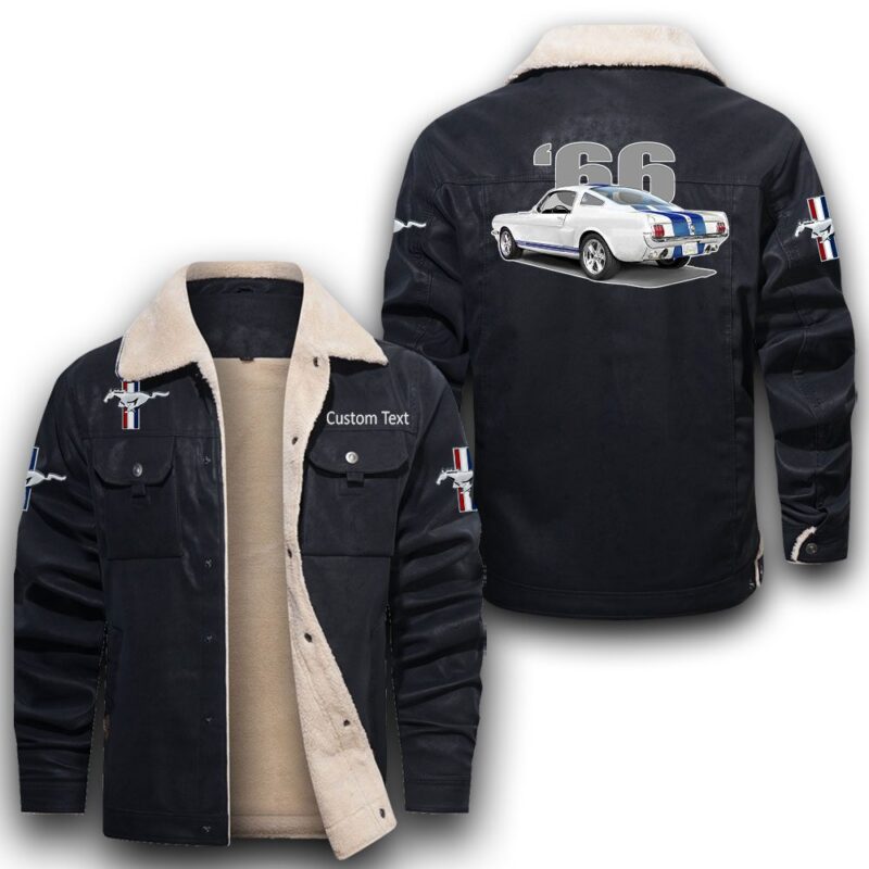 Mustang-Shelby-Gt350-1966 Sherpa Lined Leather Jacket Black And Brown