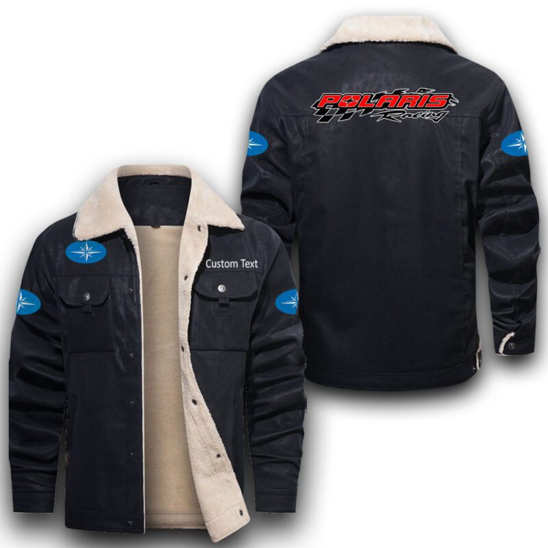 Polaris Racing Sherpa Lined Leather Jacket Black And Brown