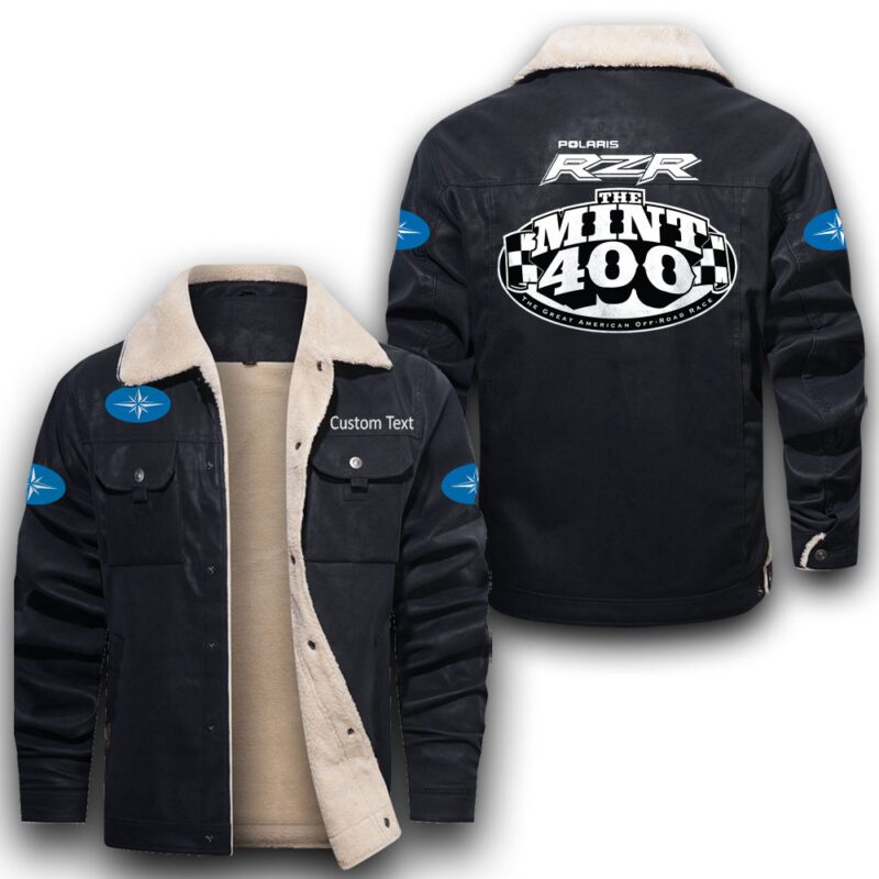 Polaris Racing Sherpa Lined Leather Jacket Black And Brown