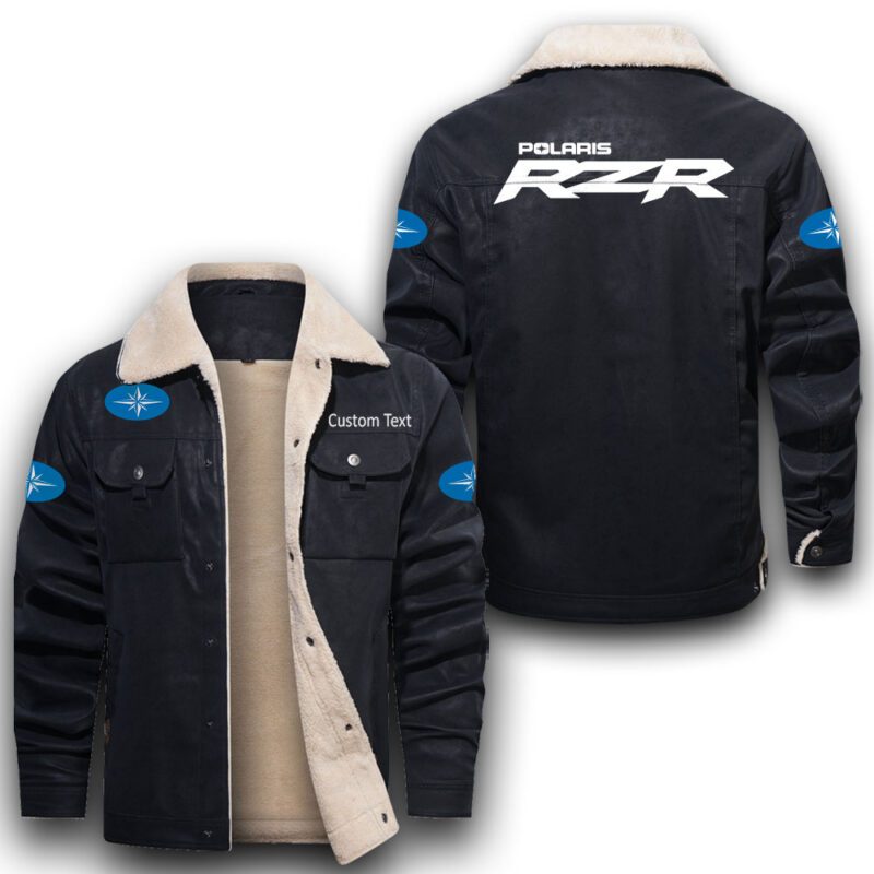 Polaris-Rzr Sherpa Lined Leather Jacket Black And Brown