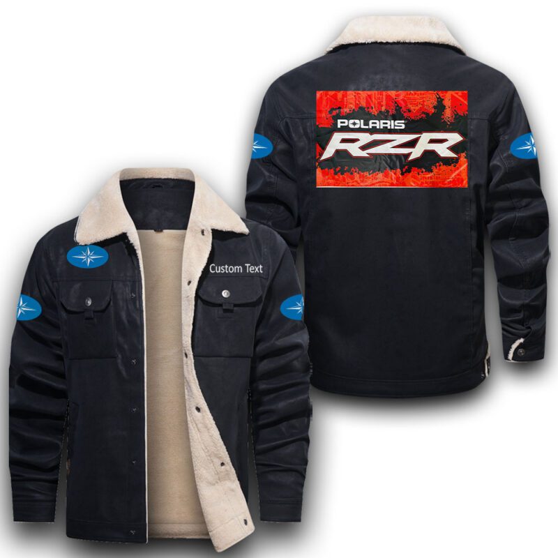 Polaris-Rzr Sherpa Lined Leather Jacket Black And Brown