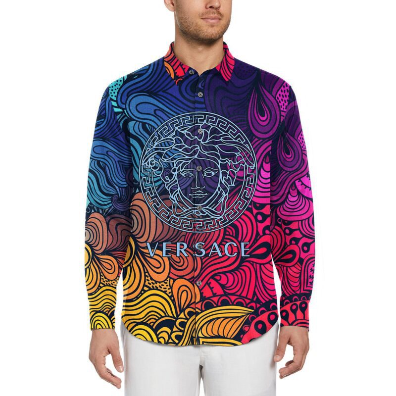 Versace Long Sleeves Button Down Shirt For Elegant Men LSB1096