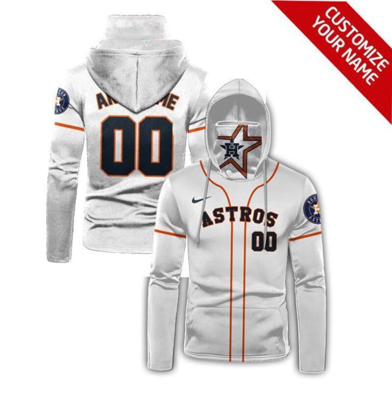 Houston Astros Mlb Baseball Team Logo White Jersey Style Custom Number Name For Astros Fans Gaiter Hoodie GH0834