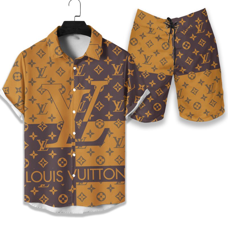 LV Louis Vuitton Luxury Hawaiian Shirt & Short Set LHS1109