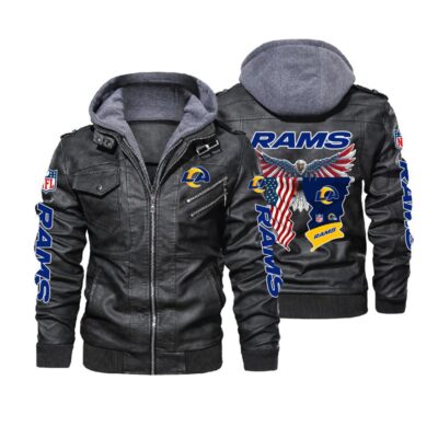 NFL Los Angeles Rams Eagle American flag 2d Leather Jacket LJ2007