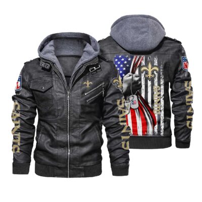 NFL New Orleans Saints hold American flag 2d Leather Jacket LJ2018