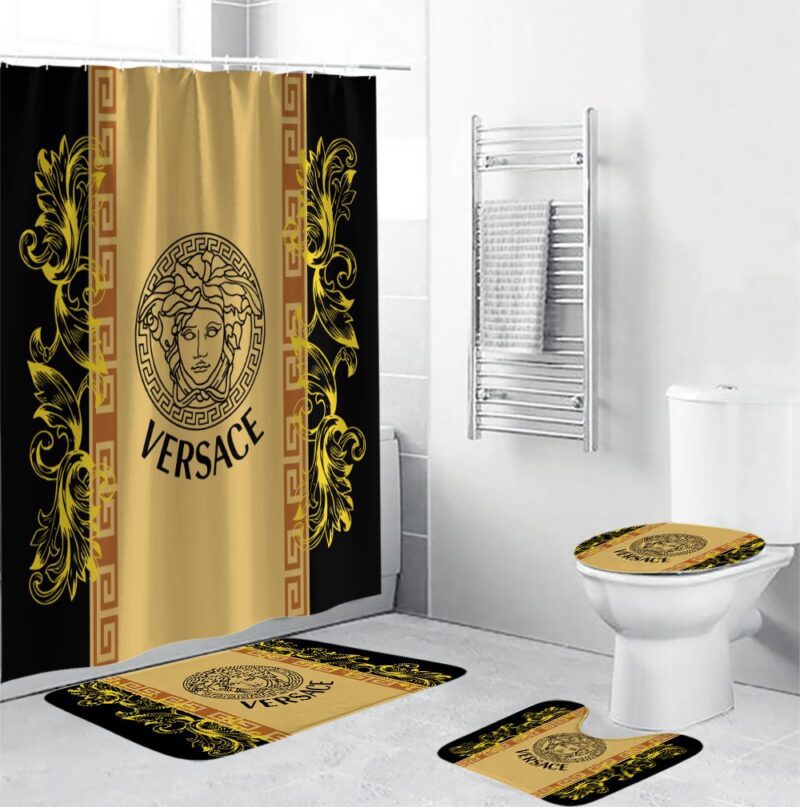 Versace Type Shower Curtain Waterproof Luxury Bathroom Mat Set Luxury Brand Shower Curtain Luxury Curtains BRS833