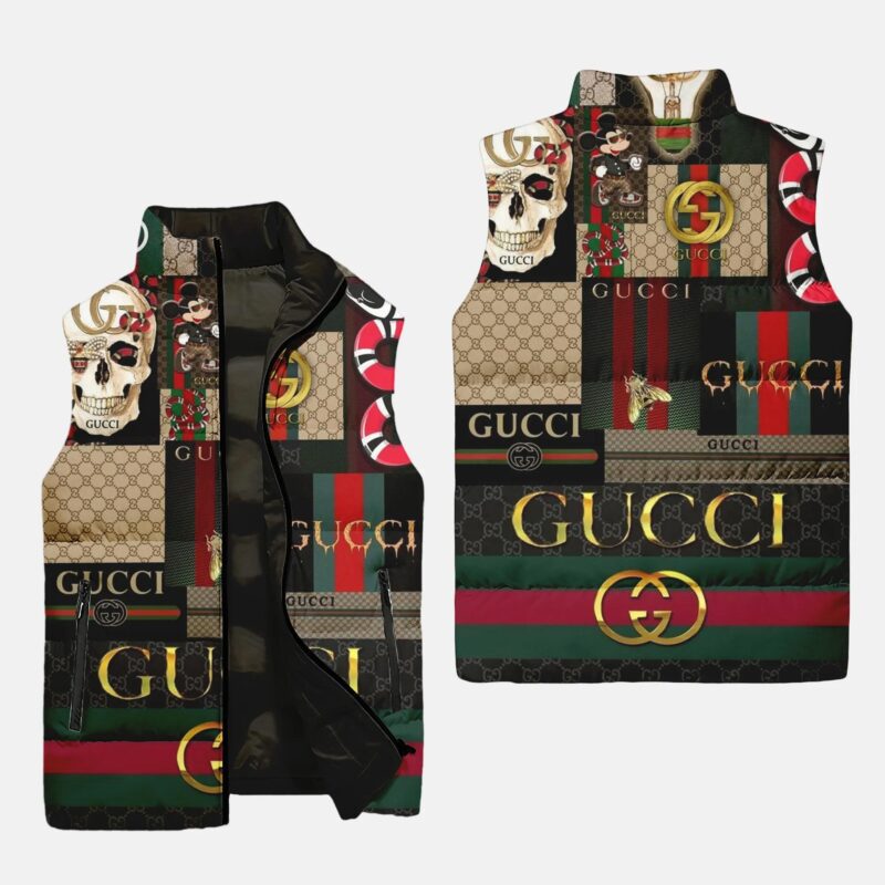 Gucci All Pattern Luxury Brand 3D Sleeveless Down Jacket