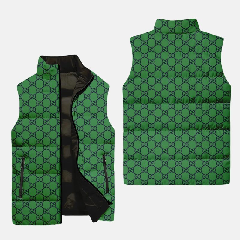 Gucci Green Luxury Brand 3D Sleeveless Down Jacket