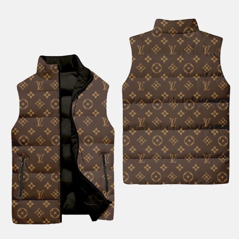 Louis Vuitton Monogram Brown Luxury Brand 3D Sleeveless Down Jacket