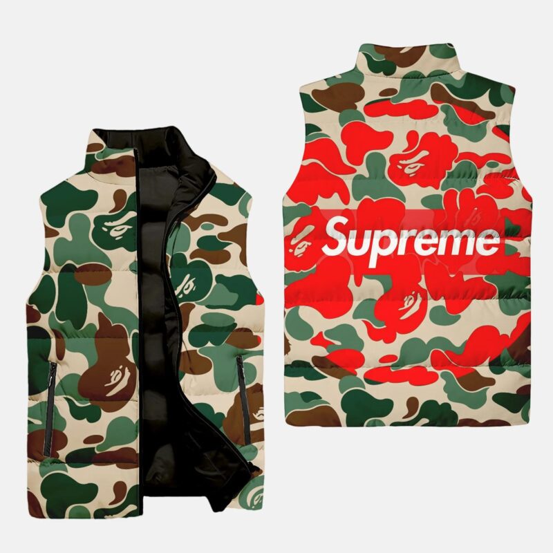 Supreme Bape Luxury Brand 3D Sleeveless Down Jacket