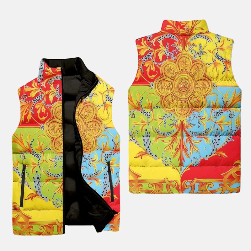 Versace Colorful Luxury Brand Premium Fashion 3D Sleeveless Down Jacket