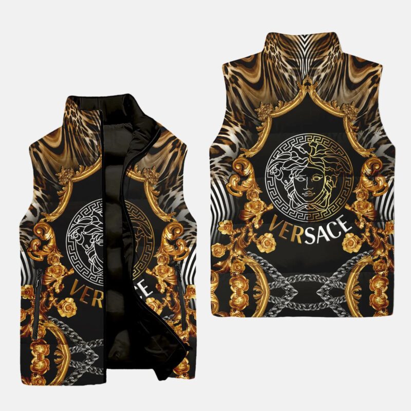 Versace Medusa Fashion Luxury Brand Premium Fashion 3D Sleeveless Down Jacket