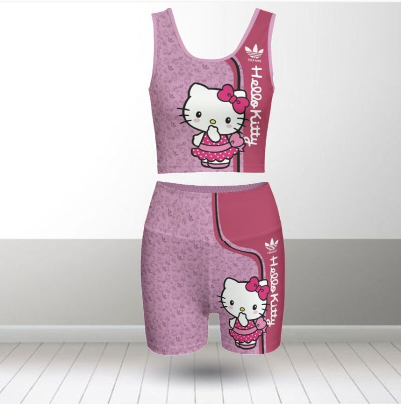 Adidas Hello Kitty Summer Women Sport Bra Yoga Set Running Outfit SBY1039