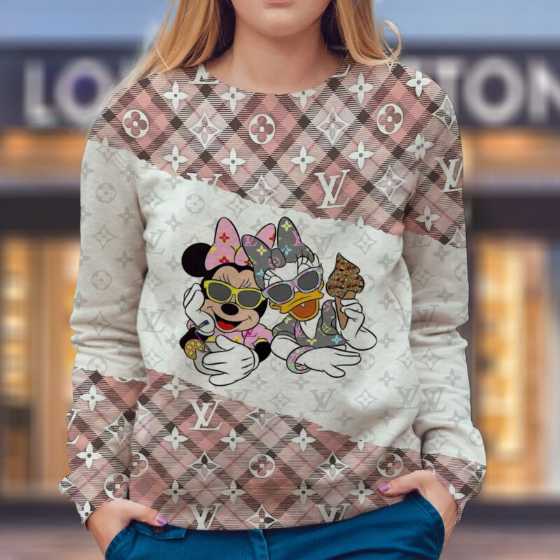 LV Disney Mickey Mouse Donald Duck Luxury Unisex Sweatshirt USL1328