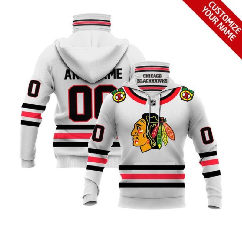 Chicago Blackhawks #00 Nhl Team Blue Jersey Style Custom Number Name For Chicago Blackhawks Fans Gaiter Hoodie GH0365