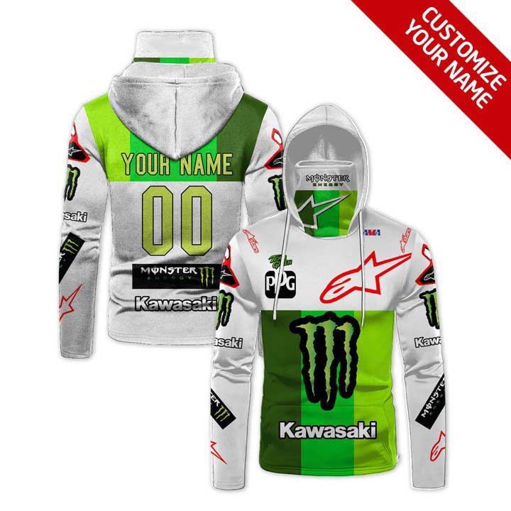 Kawasaki Alpinestars Racing Team White And Green Personalized Custom Number Name For Kawasaki Racing Team Fans Gaiter Hoodie GH0207 Kawasaki Alpinestars Racing Team White And Green Personalized Custom Number Name For Kawasaki Racing Team Fans Gaiter Hoodie GH0207