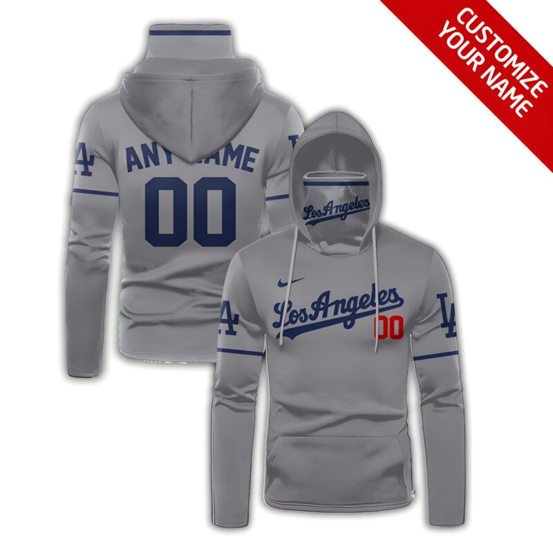 Los Angeles Dodgers #00 3D Personalized Silver Jersey Style Custom Number Name For Dodgers Fans Gaiter Hoodie GH0141