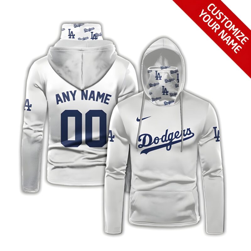 Los Angeles Dodgers #00 3D Personalized White Jersey Style Custom Number Name For Dodgers Gaiter Hoodie GH0871