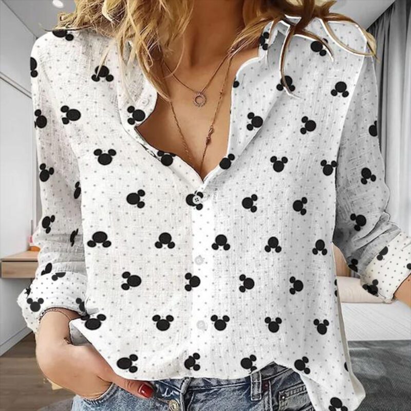 Mickey Cute Women Casual Shirt Mickey Women Shirt Cartoon Casual Shirt Disney Fan Gift Mickey Shirt